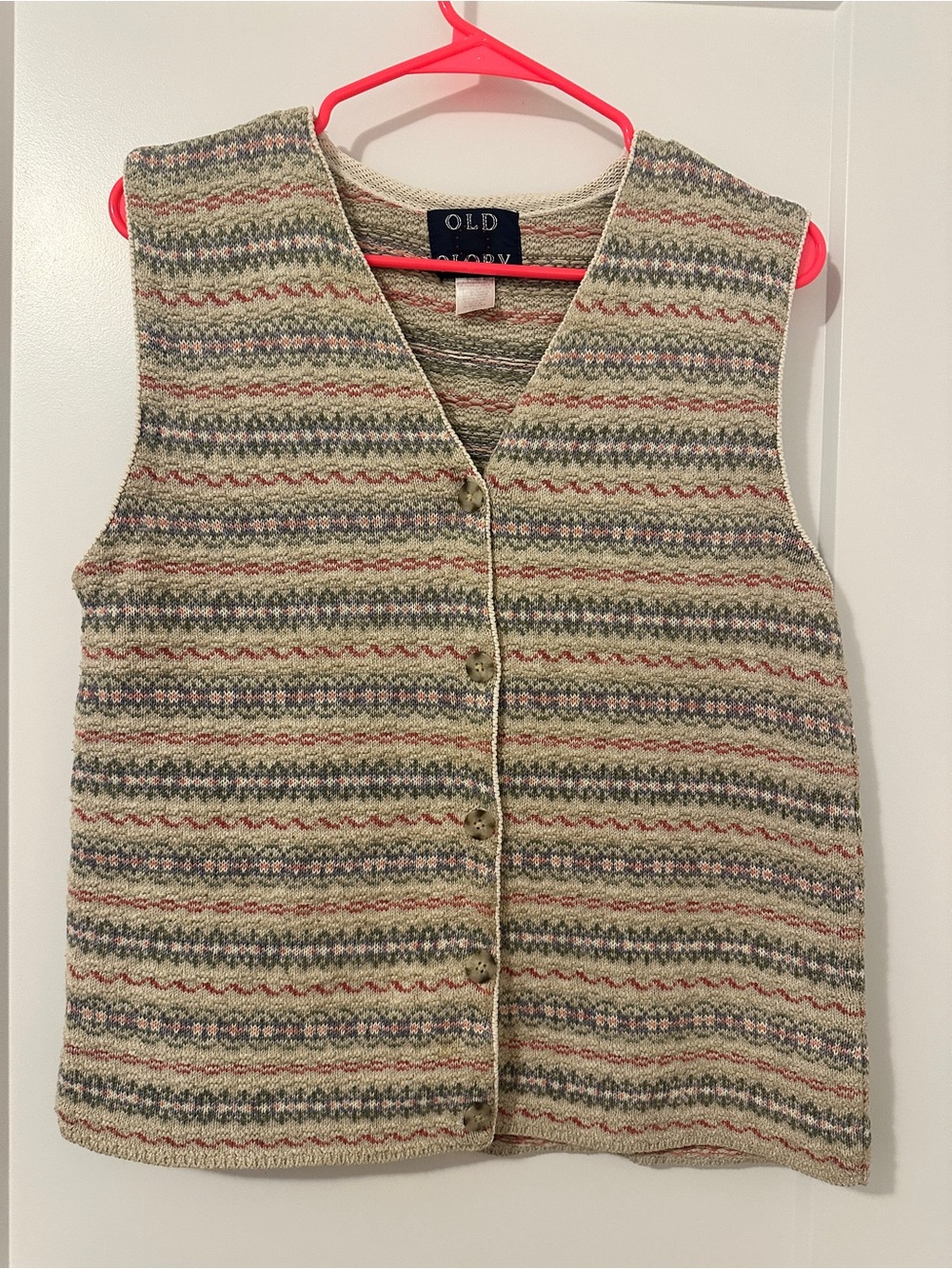 Vintage Old Glory Striped Sweater Vest Size Medium Women’s